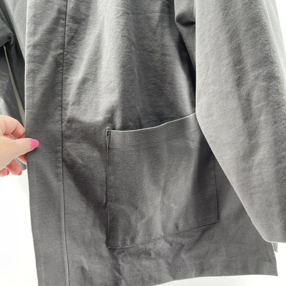 Eileen Fisher sz PM gray lightweight open‎ jacket blazer minimalist lagenlook